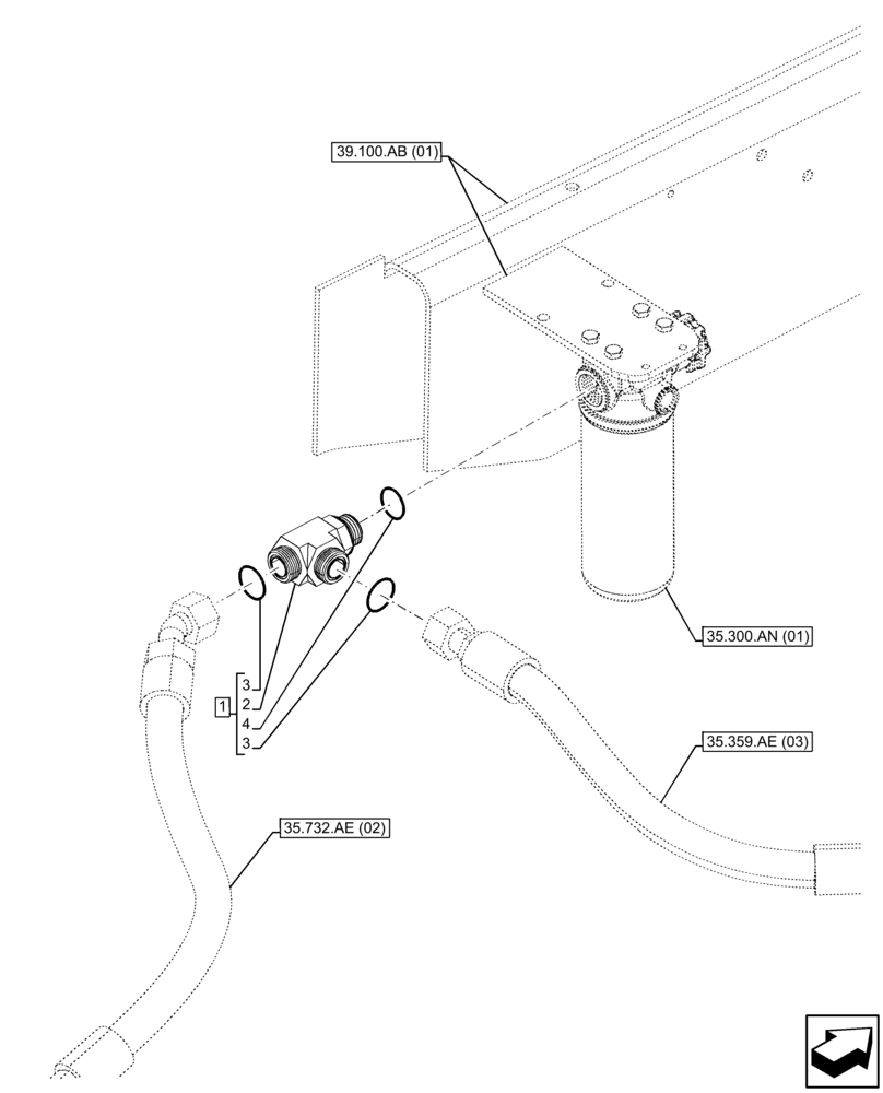 Схема запчастей Case 580N EP - (35.726.AU[03]) - EXTENDABLE DIPPER, AUXILIARY HYDRAULIC (35) - HYDRAULIC SYSTEMS