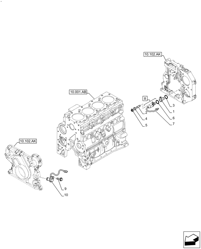 Схема запчастей Case F4HFE413W B003 - (55.015.AC) - ENGINE SPEED/RPM SENSOR (55) - ELECTRICAL SYSTEMS