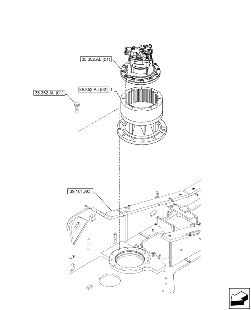 Схема запчастей Case CX300D LC - (35.352.AJ[01]) - MOTO-REDUCTION GEAR, MOUNTING (35) - HYDRAULIC SYSTEMS