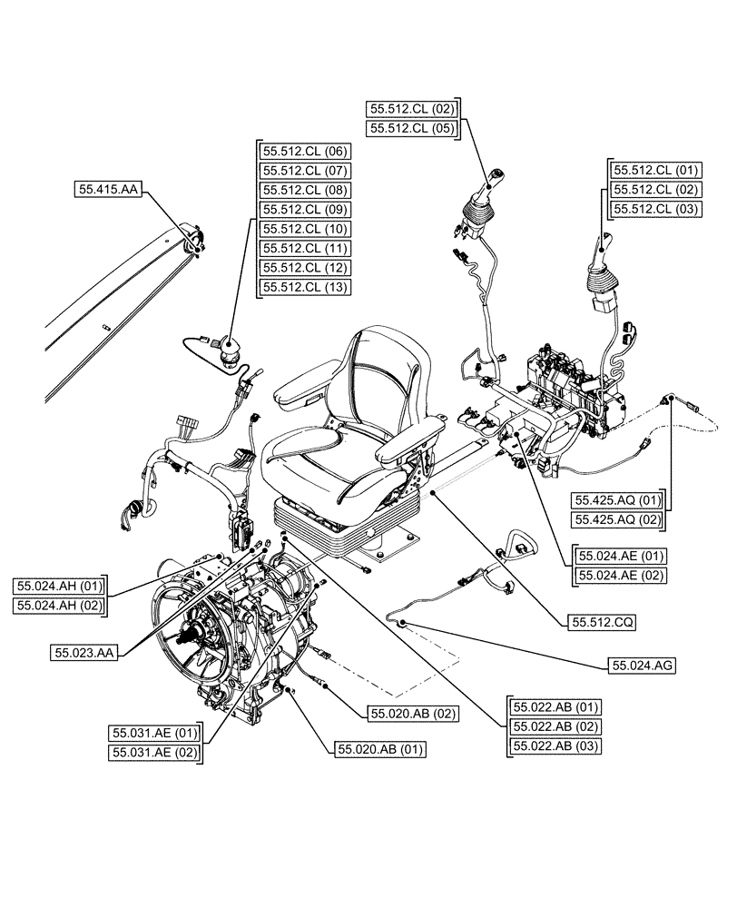 Схема запчастей Case 580N EP - (00.000.55[05]) - PICTORIAL INDEX - ELECTRICAL SYSTEMS (00) - GENERAL & PICTORIAL INDEX