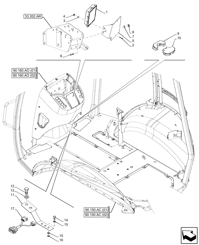 Схема запчастей Case 580SN - (55.024.AE[01]) - VAR - 423062 - TRANSMISSION, POWERSHIFT, ELECTRONIC CONTROLS, MODULE (55) - ELECTRICAL SYSTEMS