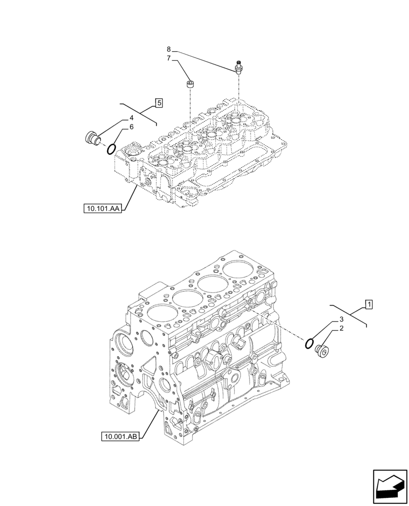 Схема запчастей Case F4HFE413X B001 - (10.400.AE) - COOLANT HEATING LINES (10) - ENGINE