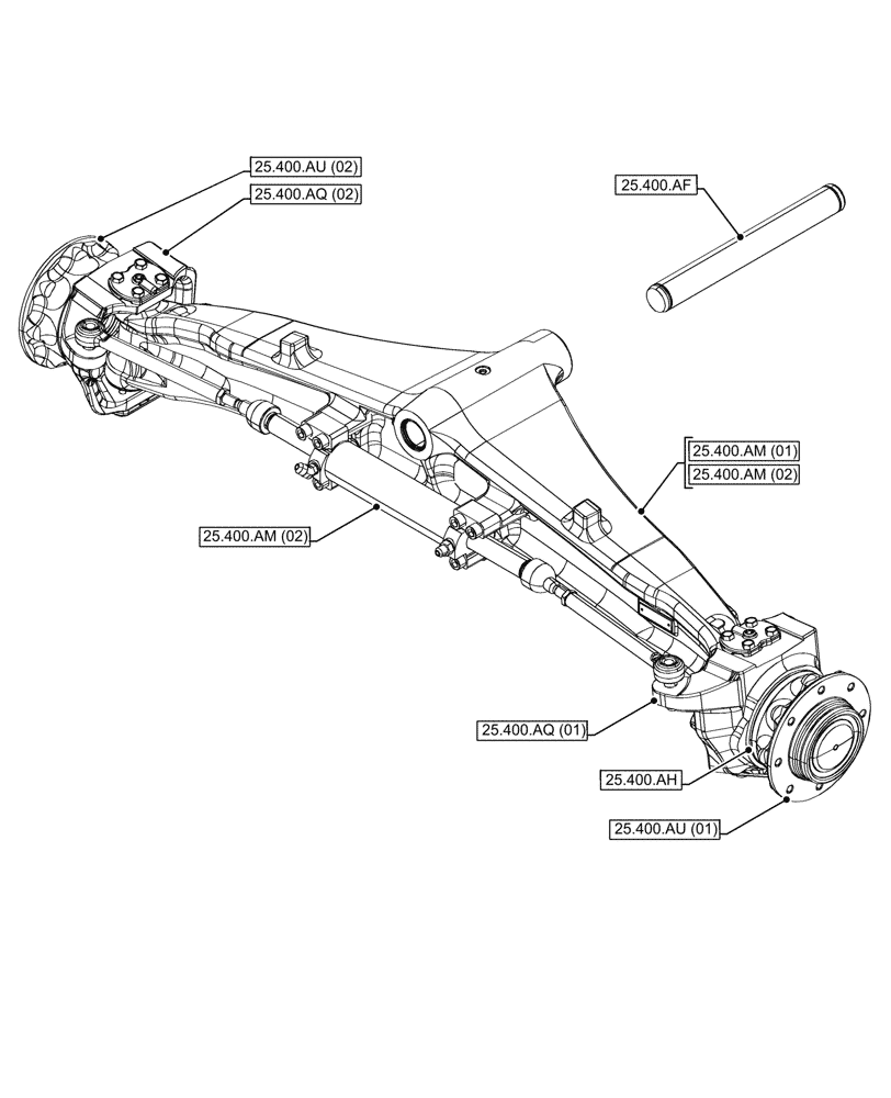 Схема запчастей Case 580SN - (00.000.25) - PICTORIAL INDEX - FRONT AXLE SYSTEM 2WD (00) - GENERAL & PICTORIAL INDEX