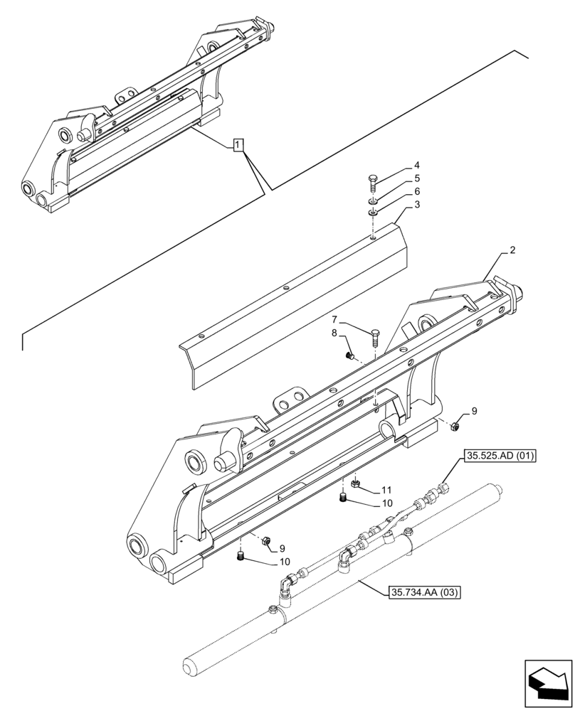 Схема запчастей Case 580SN - (82.300.AX[02]) - VAR - 423049 - BUCKET, QUICK COUPLER (82) - FRONT LOADER & BUCKET