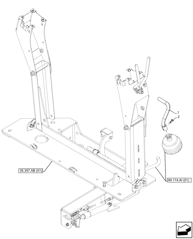 Схема запчастей Case 580N EP - (84.114.AI[03]) - VAR - 423078, 747669 - BOOM, TRANSPORT LOCK, MECHANICAL, CONTROL, FOOT, LEVER, PILOT CONTROLS (84) - BOOMS, DIPPERS & BUCKETS