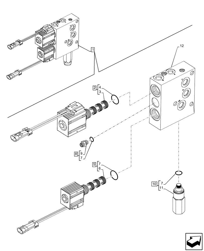 Схема запчастей Case 580N EP - (35.734.AC[02]) - VAR - 423049 - QUICK COUPLER, VALVE, COMPONENTS (35) - HYDRAULIC SYSTEMS