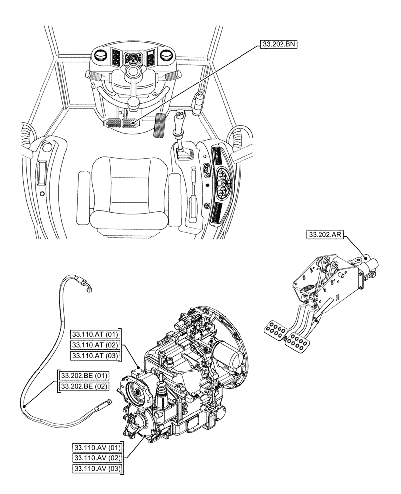 Схема запчастей Case 580SN - (00.000.33) - PICTORIAL INDEX - BRAKES & CONTROLS (00) - GENERAL & PICTORIAL INDEX