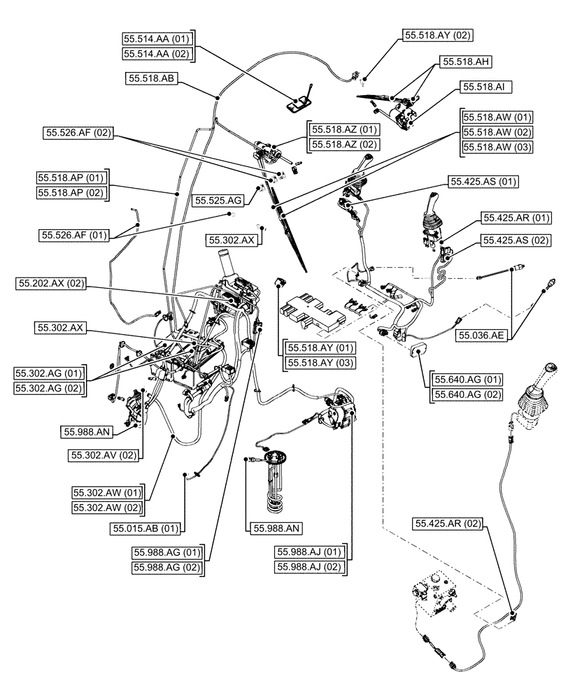Схема запчастей Case 580N EP - (00.000.55[06]) - PICTORIAL INDEX - ELECTRICAL SYSTEMS (00) - GENERAL & PICTORIAL INDEX