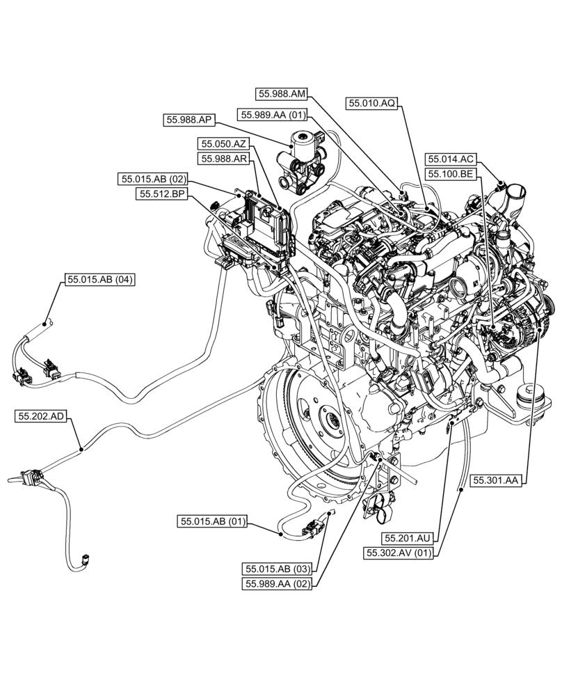 Схема запчастей Case 580SN WT - (00.000.55[01]) - PICTORIAL INDEX - ELECTRICAL SYSTEMS (00) - GENERAL & PICTORIAL INDEX