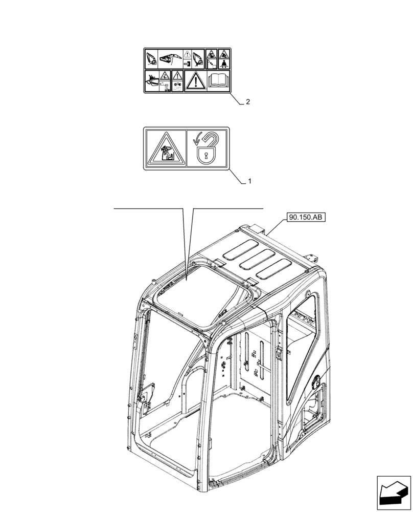 Схема запчастей Case CX250D LC - (90.108.AC[11]) - WARNING, DECALS (90) - PLATFORM, CAB, BODYWORK AND DECALS