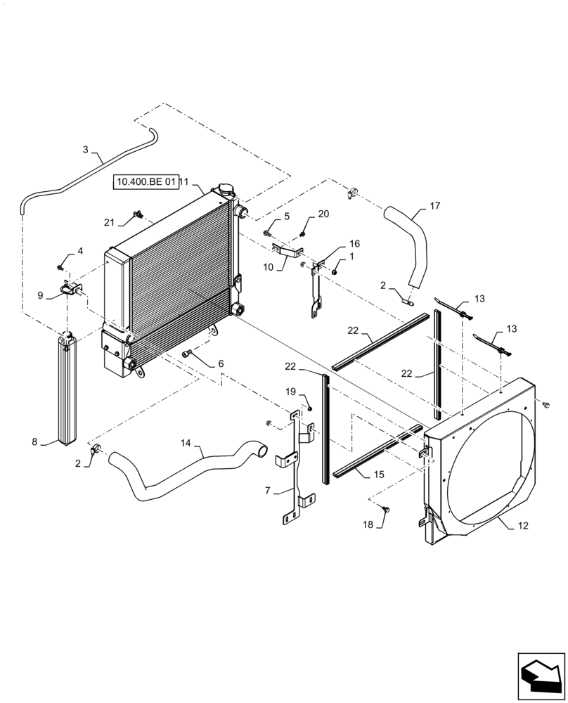 Схема запчастей Case TV380 - (10.400.BE) - COOLING SYSTEM ASSY. (10) - ENGINE