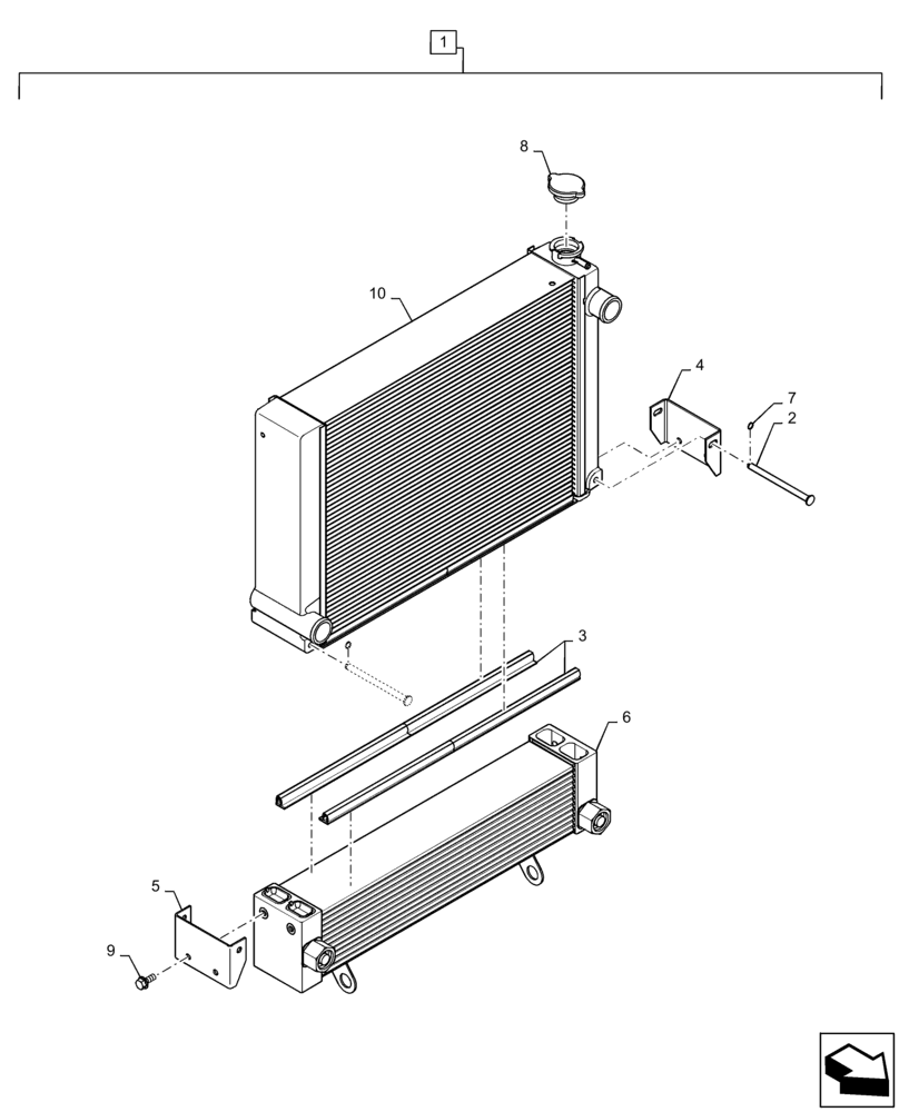 Схема запчастей Case TV380 - (10.400.BE[01]) - RADIATOR & COOLER ASSY (10) - ENGINE