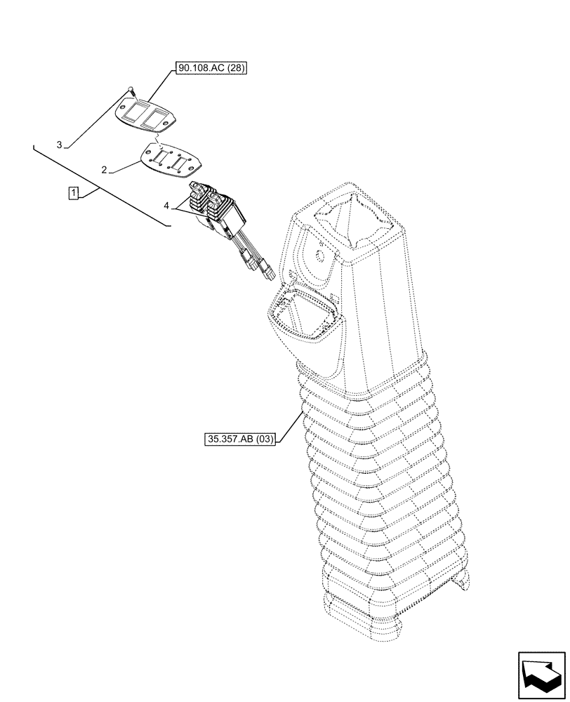 Схема запчастей Case 580SN - (55.425.AS[01]) - VAR - 423078, 747669 - BACKHOE ARM, PILOT CONTROLS, STABILIZER, SWITCH (55) - ELECTRICAL SYSTEMS