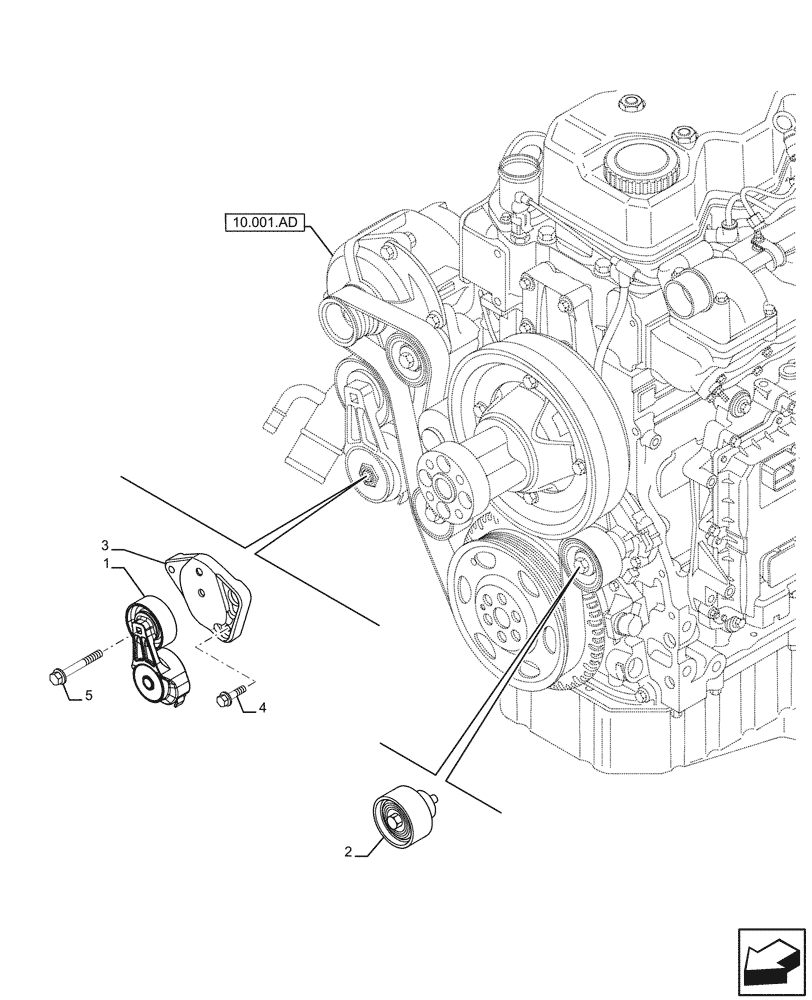 Схема запчастей Case F4HFE413V B001 - (10.414.AE) - BELT TENSIONER (10) - ENGINE