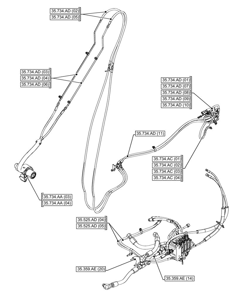 Схема запчастей Case 580SN WT - (00.000.35[09]) - PICTORIAL INDEX - HYDRAULIC SYSTEMS (00) - GENERAL & PICTORIAL INDEX