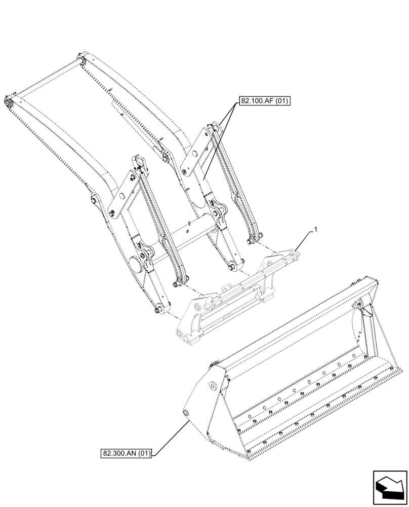 Схема запчастей Case 580SN - (82.300.AX[01]) - VAR - 423049 - BUCKET, QUICK COUPLER (82) - FRONT LOADER & BUCKET