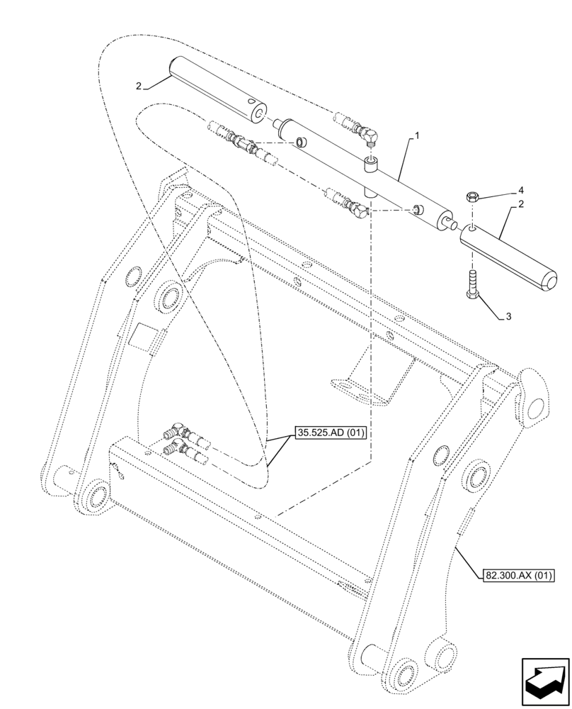 Схема запчастей Case 580N EP - (35.734.AA[01]) - VAR - 423049 - QUICK COUPLER, CYLINDER (35) - HYDRAULIC SYSTEMS