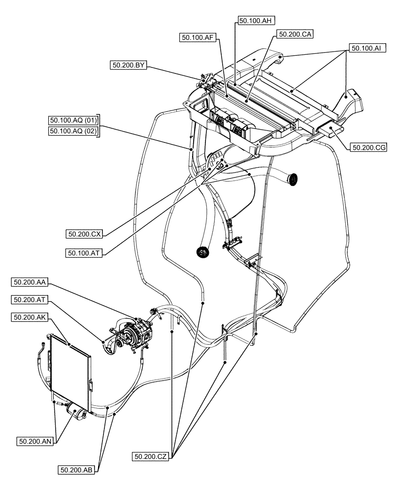 Схема запчастей Case 580N EP - (00.000.50) - PICTORIAL INDEX - CAB CLIMATE CONTROL (00) - GENERAL & PICTORIAL INDEX