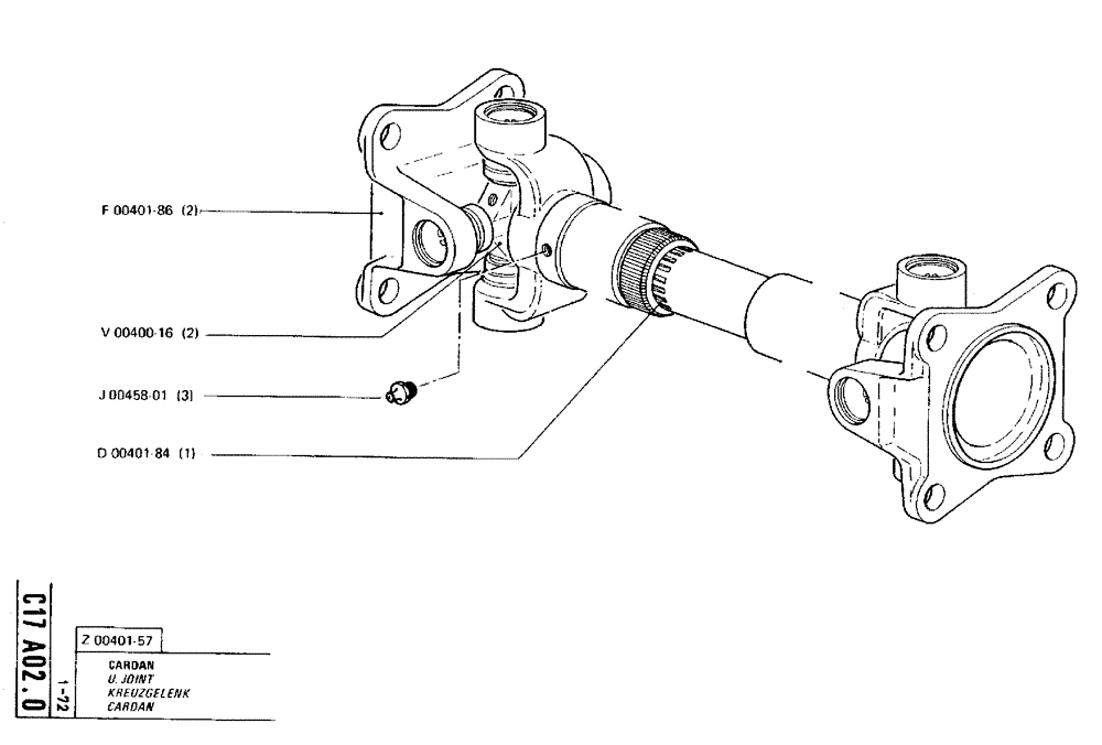 Схема запчастей Case TY45 - (C17 A02.0) - U JOINT (04) - UNDERCARRIAGE