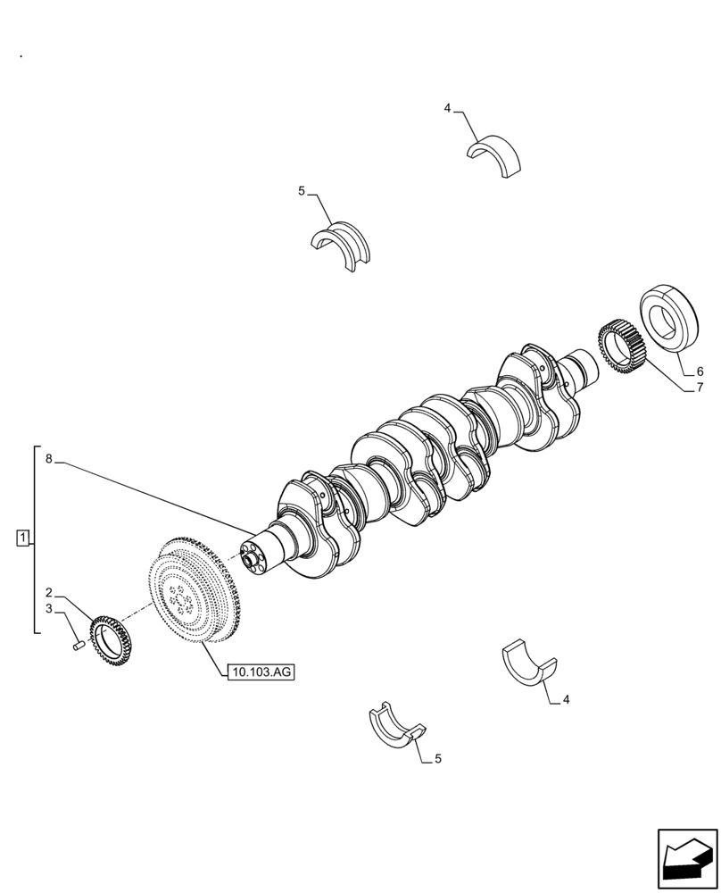 Схема запчастей Case F4HFE413W B003 - (10.103.AA) - CRANKSHAFT (10) - ENGINE