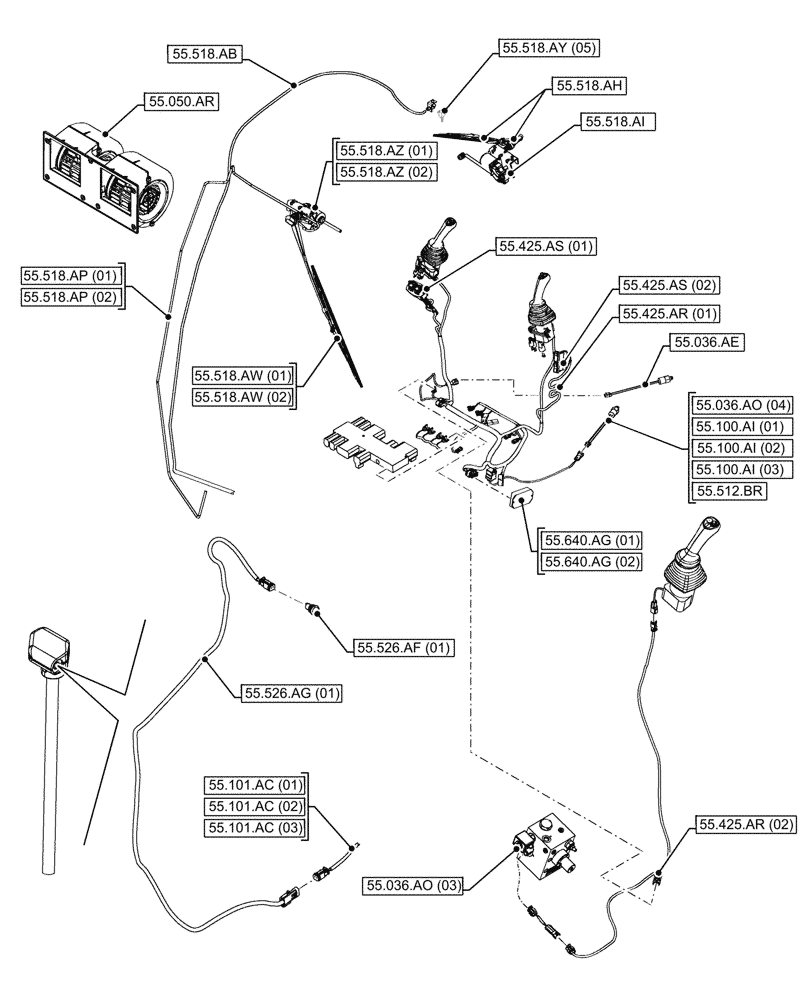 Схема запчастей Case 580SN - (00.000.55[06]) - PICTORIAL INDEX - ELECTRICAL SYSTEMS (00) - GENERAL & PICTORIAL INDEX