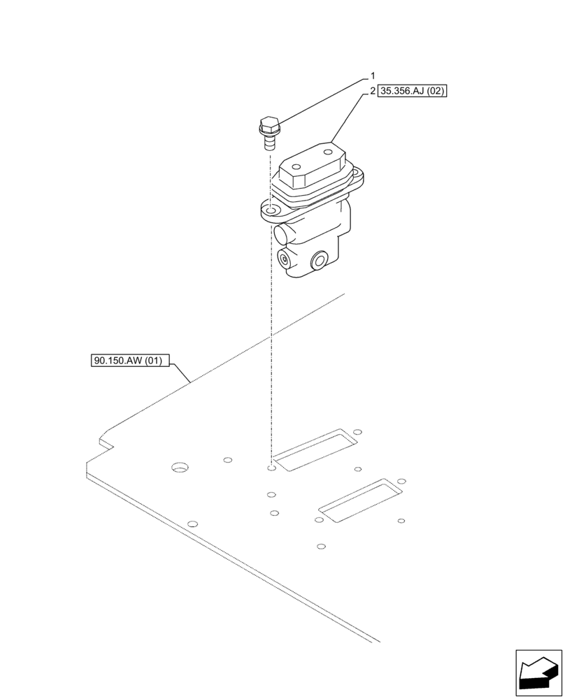 Схема запчастей Case CX250D LC - (35.356.AJ[01]) - PEDAL, REMOTE CONTROL VALVE (35) - HYDRAULIC SYSTEMS