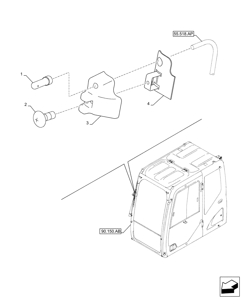 Схема запчастей Case CX300D LC - (55.518.AV) - WINDSHIELD WIPER, SPRAY, NOZZLE (55) - ELECTRICAL SYSTEMS