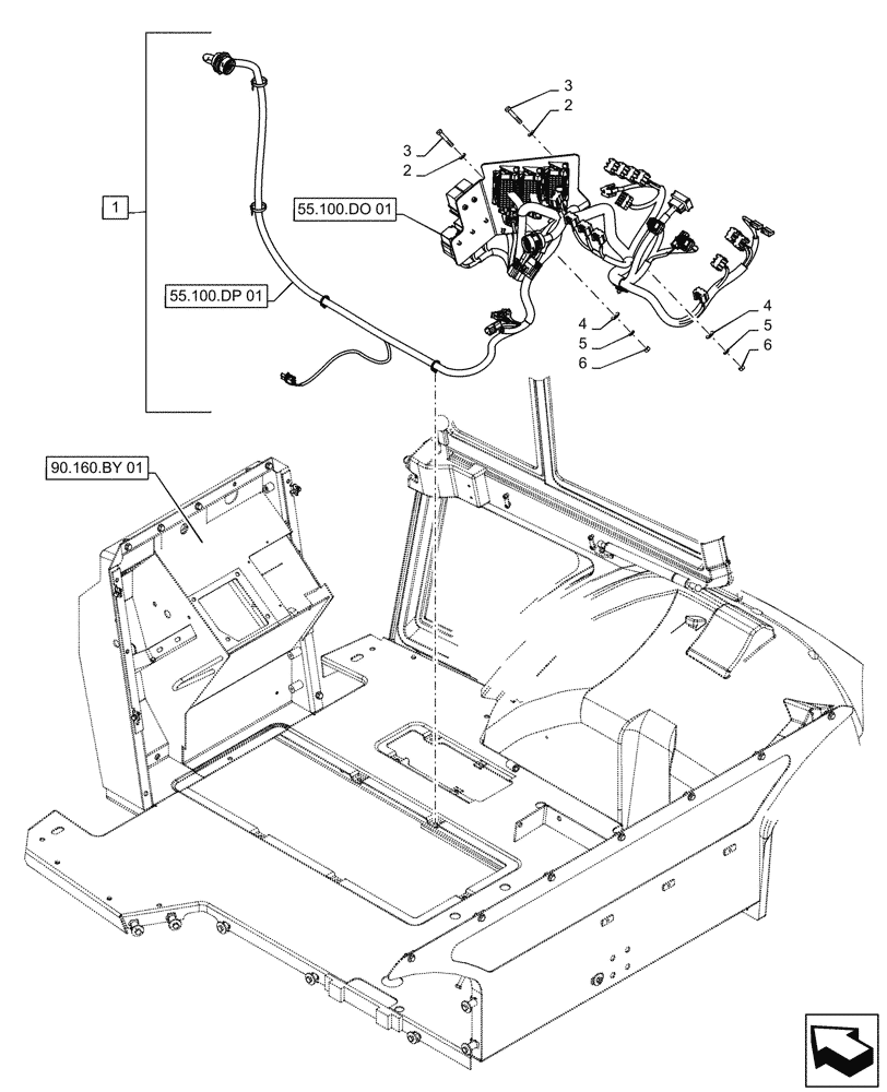 Схема запчастей Case 570N EP - (55.512.BY[02]) - SIDE CONSOLE, WIRE HARNESS (55) - ELECTRICAL SYSTEMS