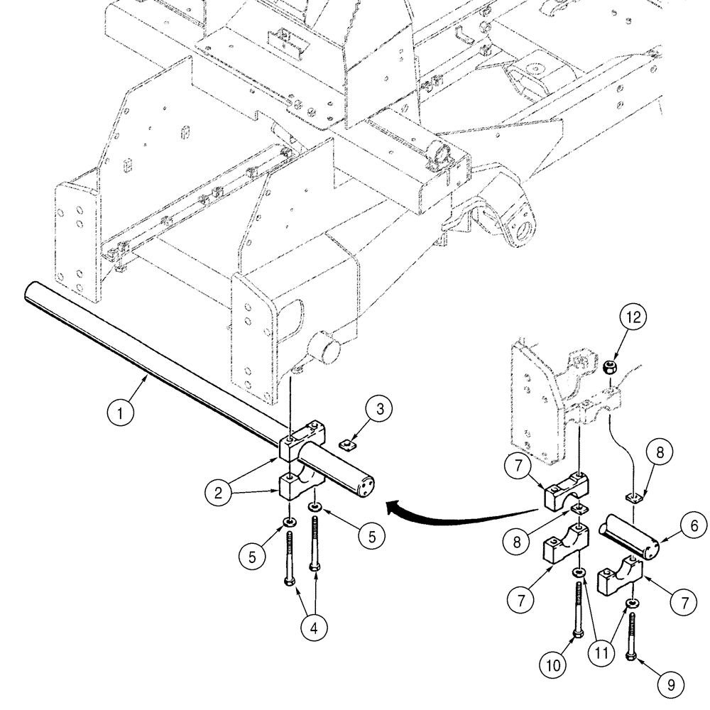 Схема запчастей Case 1150H - (09-08) - SHAFT, PIVOT (09) - CHASSIS