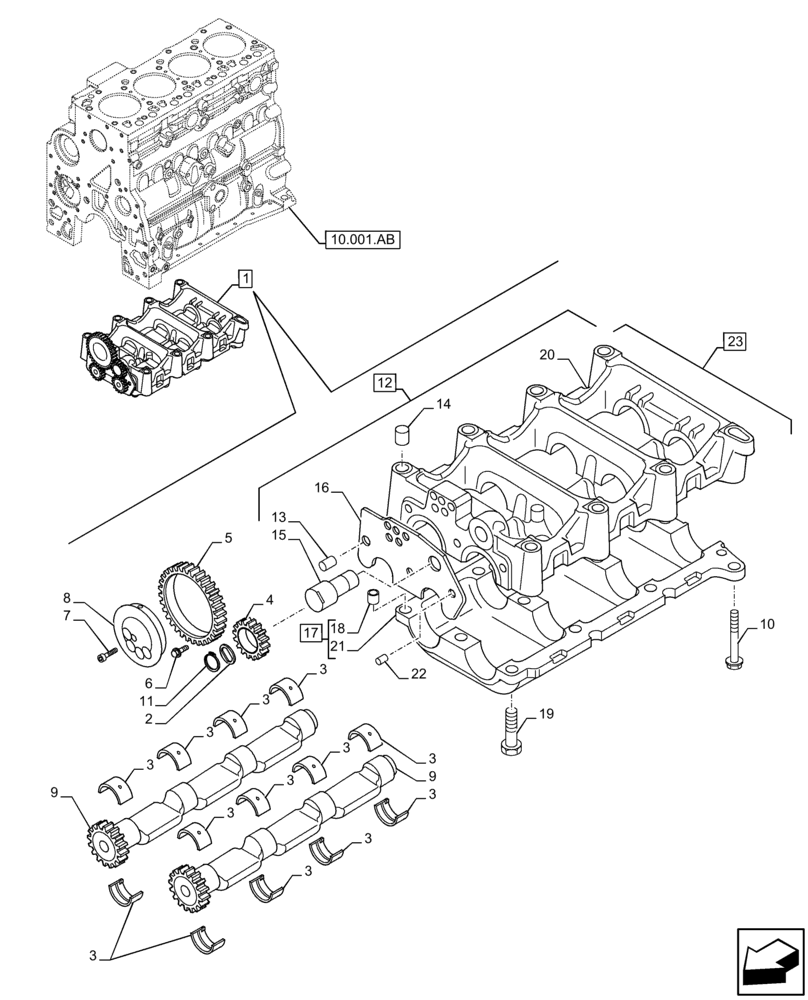 Схема запчастей Case F4HFE413W B003 - (10.110.AC) - DYNAMIC BALANCER (10) - ENGINE