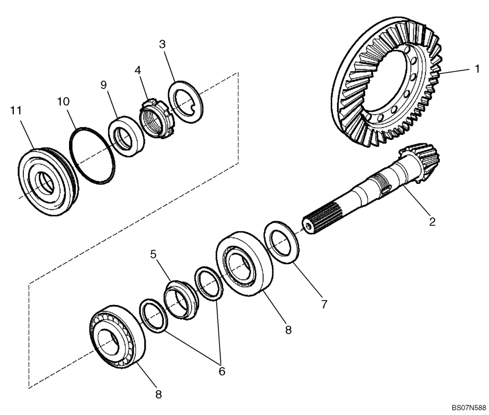 Схема запчастей Case 570NXT - (25.102.AD[01]) - FRONT AXLE DIFFERENTIAL, 4WD, RING & PINION (25) - FRONT AXLE SYSTEM