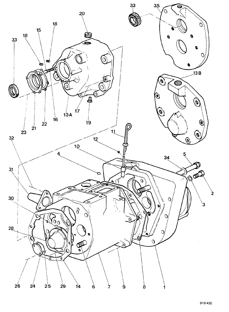 Схема запчастей Case 580F - (068) - GEAR BOX CASE (21) - TRANSMISSION