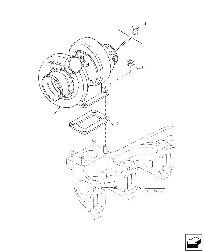 Схема запчастей Case F4HFE413W B003 - (10.250.AC) - TURBOCHARGER (10) - ENGINE