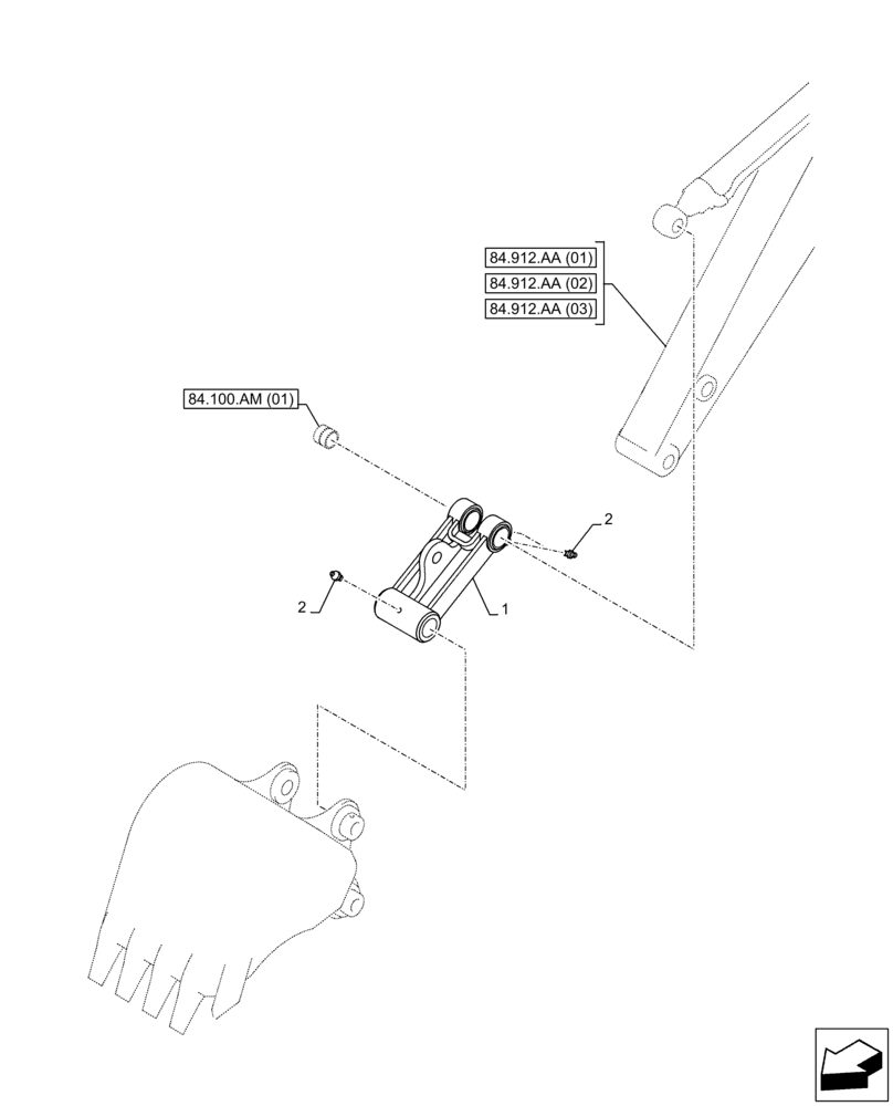 Схема запчастей Case CX300D LC - (84.100.AP[02]) - VAR - 488046 - BUCKET, LINK, W/ HOOK (84) - BOOMS, DIPPERS & BUCKETS