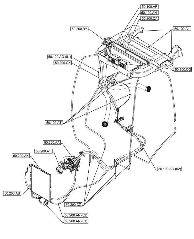 Схема запчастей Case 580SN - (00.000.50) - PICTORIAL INDEX - CAB CLIMATE CONTROL (00) - GENERAL & PICTORIAL INDEX