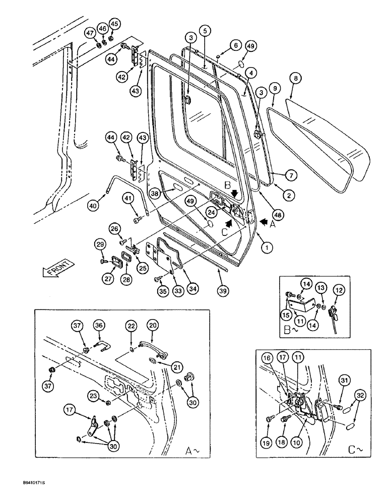 Схема запчастей Case 9040B - (9-080) - CAB DOOR (09) - CHASSIS