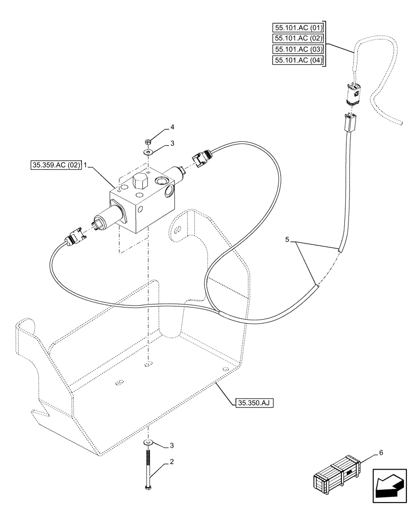 Схема запчастей Case 580SN WT - (35.359.AC[01]) - VAR - 747776, 747864 - AUXILIARY CONTROL VALVE (35) - HYDRAULIC SYSTEMS