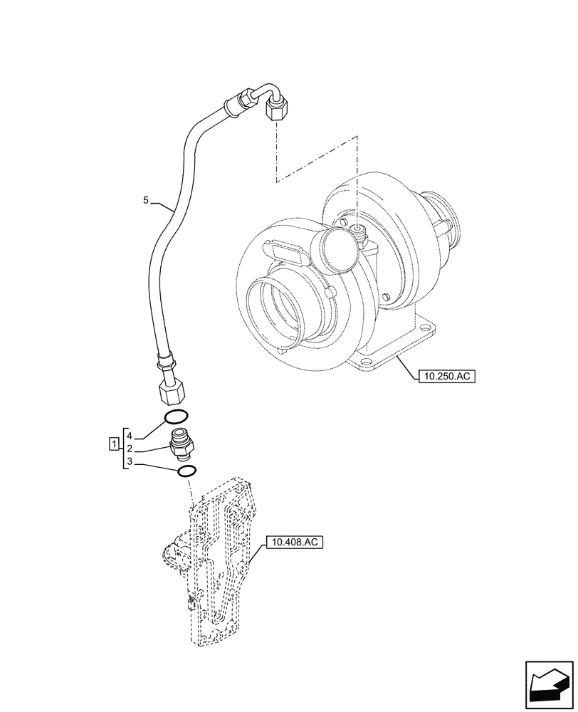 Схема запчастей Case F4HFE413W B003 - (10.250.AD) - TURBOCHARGER LUBE LINE (10) - ENGINE