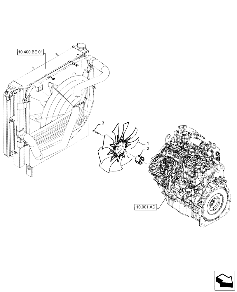 Схема запчастей Case SR150 - (10.414.AC) - ENGINE FAN (10) - ENGINE