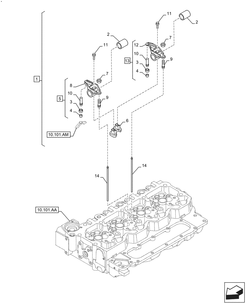 Схема запчастей Case F4HFE413W B003 - (10.106.AO[01]) - ROCKER ARM (10) - ENGINE