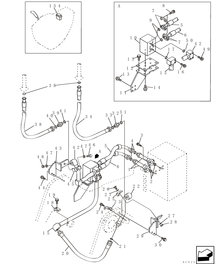 Схема запчастей Case CX210 - (08-58) - HYDRAULICS, AUXILIARY - DOUBLE ACTING CIRCUIT, TRIGGER ACTIVATED (08) - HYDRAULICS