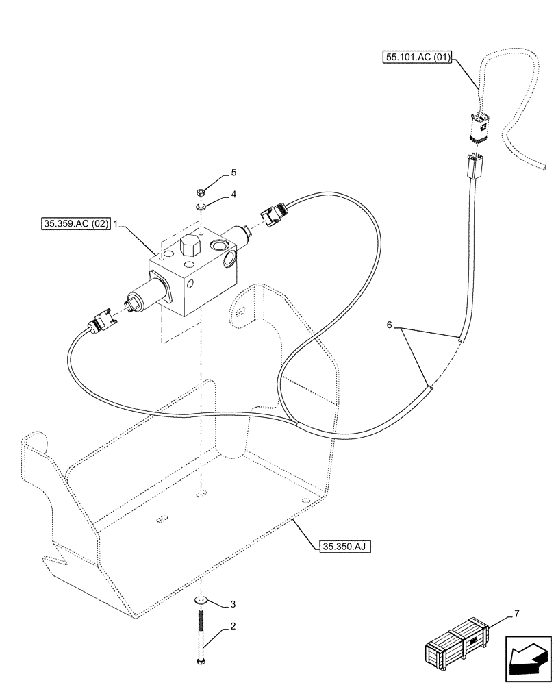 Схема запчастей Case 580N EP - (35.359.AC[01]) - VAR - 747776, 747864 - AUXILIARY CONTROL VALVE (35) - HYDRAULIC SYSTEMS