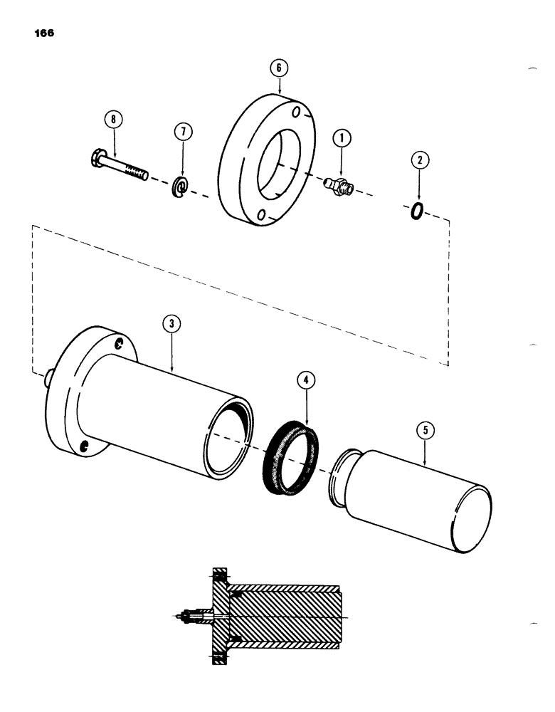 Схема запчастей Case 980B - (166) - TRACK ADJUSTMENT CYLINDER (04) - UNDERCARRIAGE