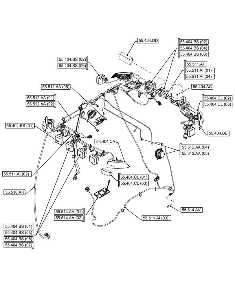 Схема запчастей Case 580SN - (00.000.55[07]) - PICTORIAL INDEX - ELECTRICAL SYSTEMS (00) - GENERAL & PICTORIAL INDEX