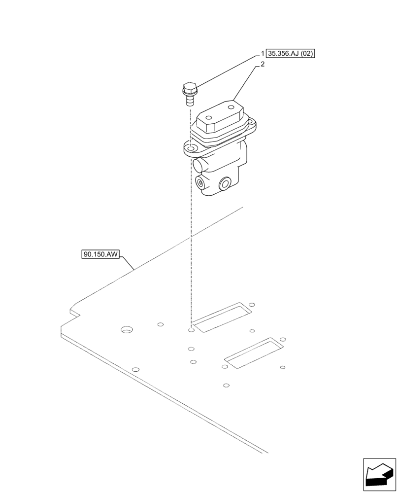 Схема запчастей Case CX350D LC - (35.356.AJ[01]) - PEDAL, REMOTE CONTROL VALVE (35) - HYDRAULIC SYSTEMS