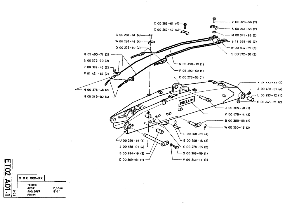 Схема запчастей Case TY45 - (ET02 A01.1) - BOOM - 2,55 M (8 4") (09) - BOOMS