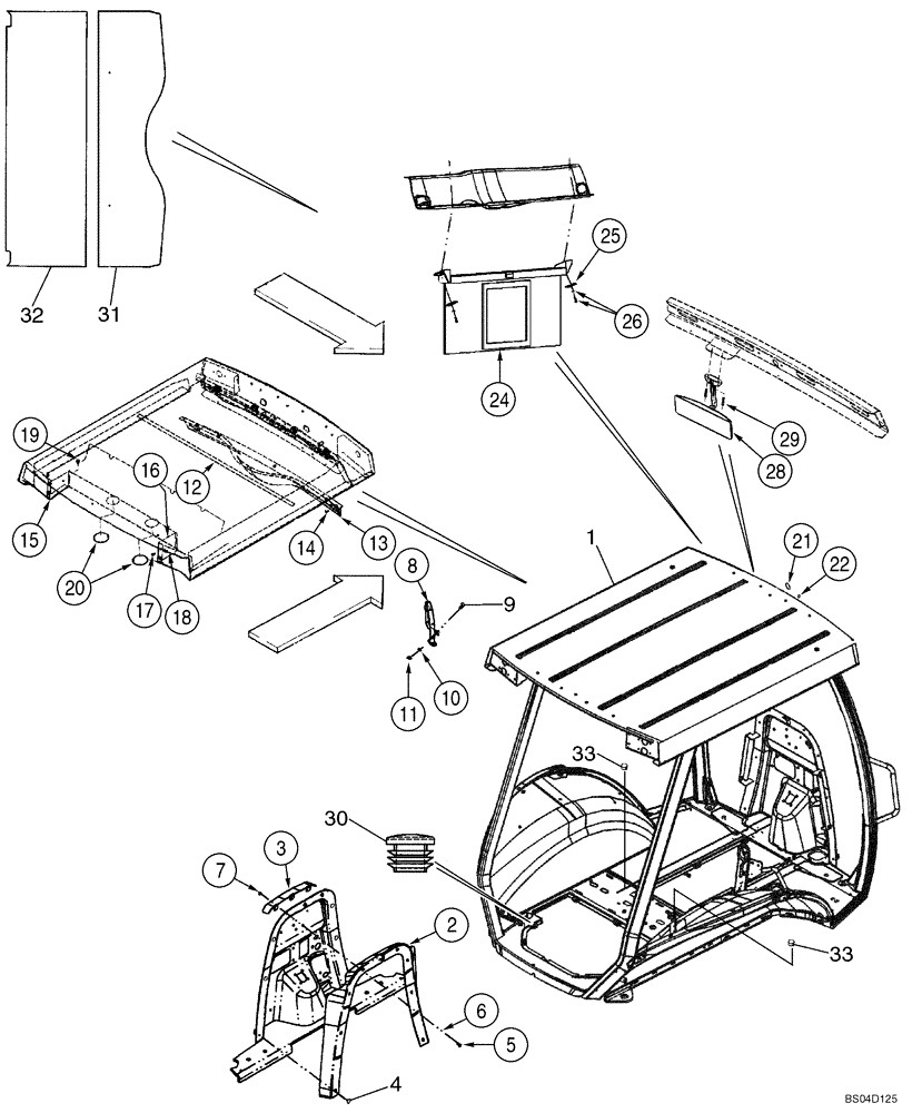 Схема запчастей Case 580M - (09-68) - CANOPY, ROPS - FRAME, COVERS, MIRROR, VISOR (09) - CHASSIS/ATTACHMENTS