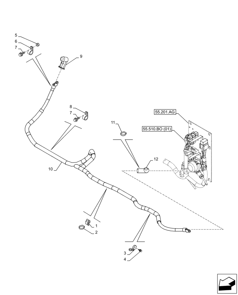 Схема запчастей Case CX300D LC - (55.201.AU) - STARTER, HARNESS (55) - ELECTRICAL SYSTEMS