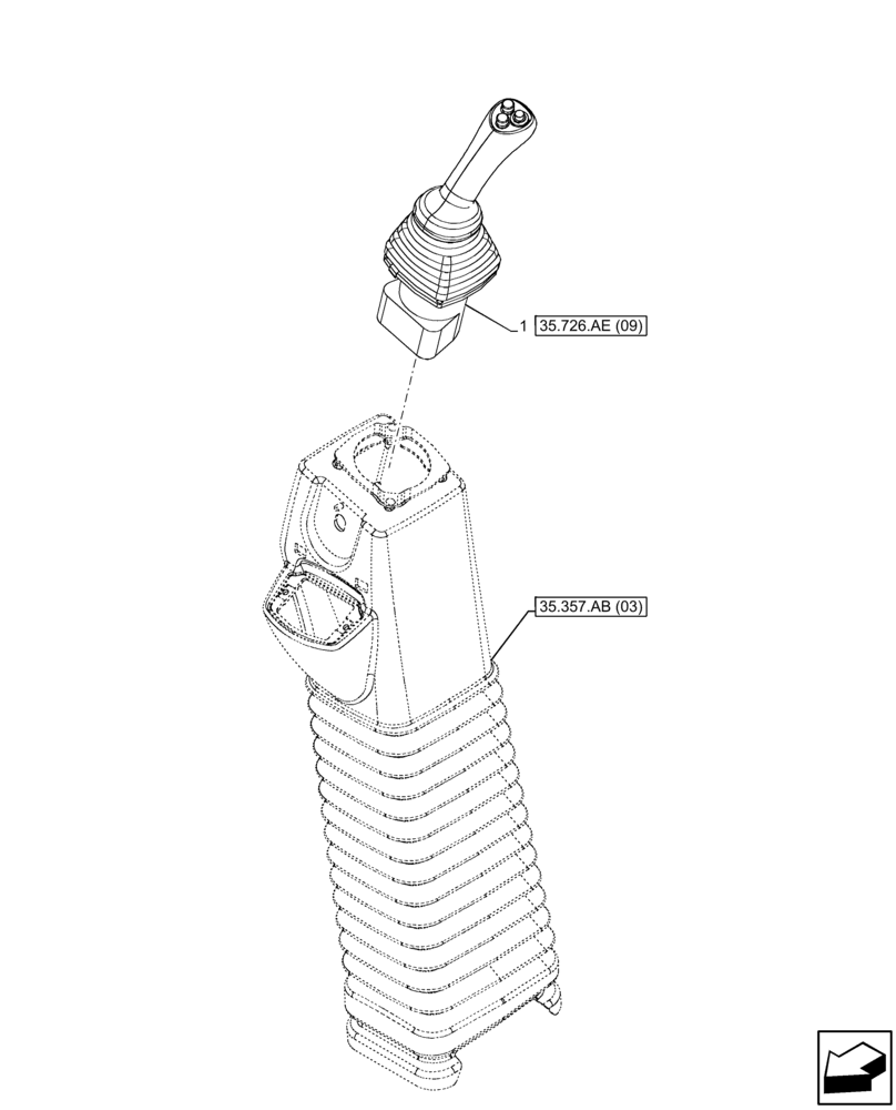 Схема запчастей Case 580N EP - (35.726.AE[10]) - 7-SPOOL, 8-SPOOL, PILOT CONTROLS, JOYSTICK MOUNTING, LH (35) - HYDRAULIC SYSTEMS