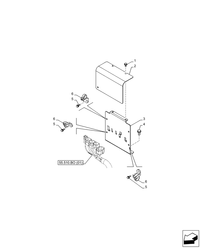 Схема запчастей Case CX300D LC - (55.510.BO[05]) - WIRE HARNESS, PROTECTOR (55) - ELECTRICAL SYSTEMS